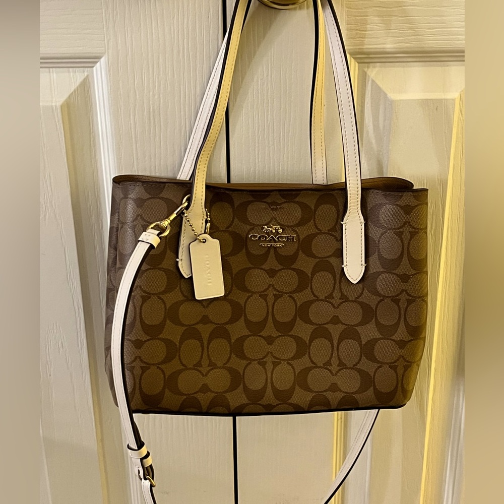 Coach Brown & Tan Signature Medium Carter Tote